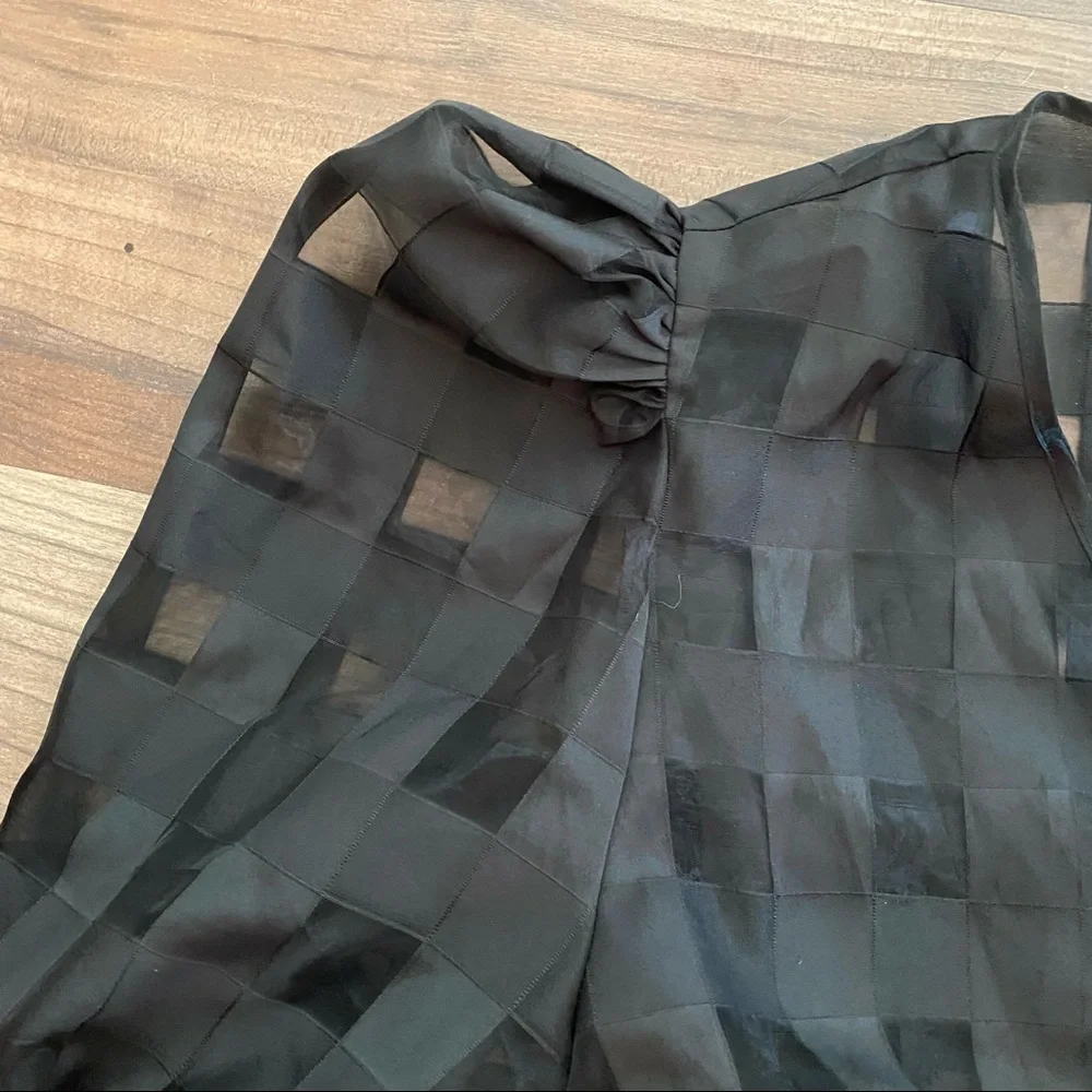 ASOS Black Sheer Puff Sleeve Blouse - Picture 4 of 7